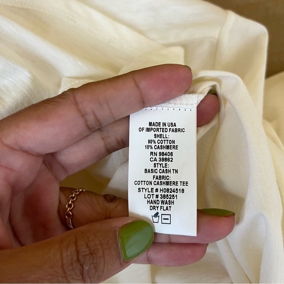 Theory Ivory Basic Cashmere blend Mock Neck Turtle Neck T-Shirt - Picture 7 of 8